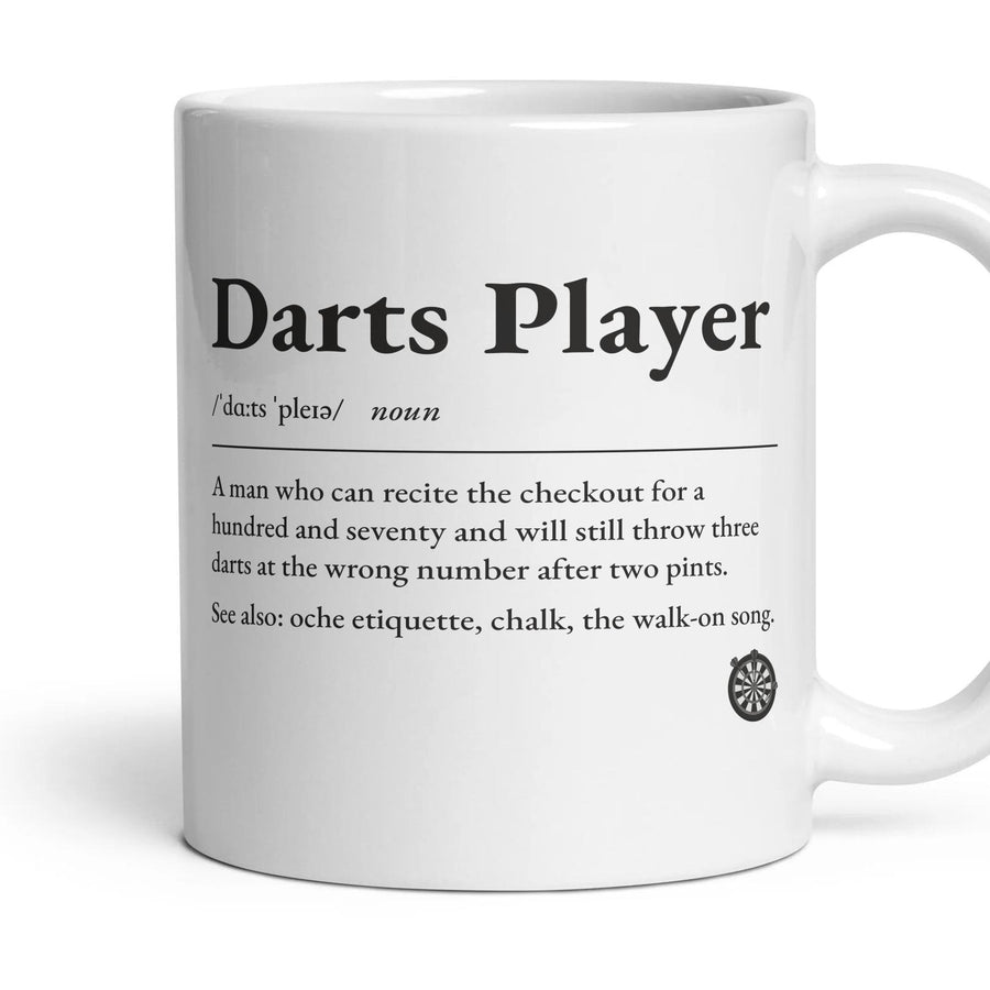 Darts Dad mug, 11oz white ceramic, handle right