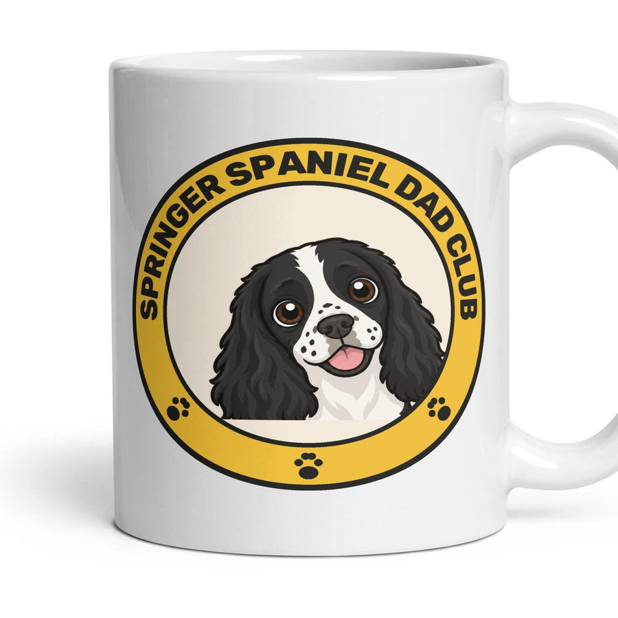 Springer Spaniel Dad Club mug, 11oz white ceramic, Black & White, handle right