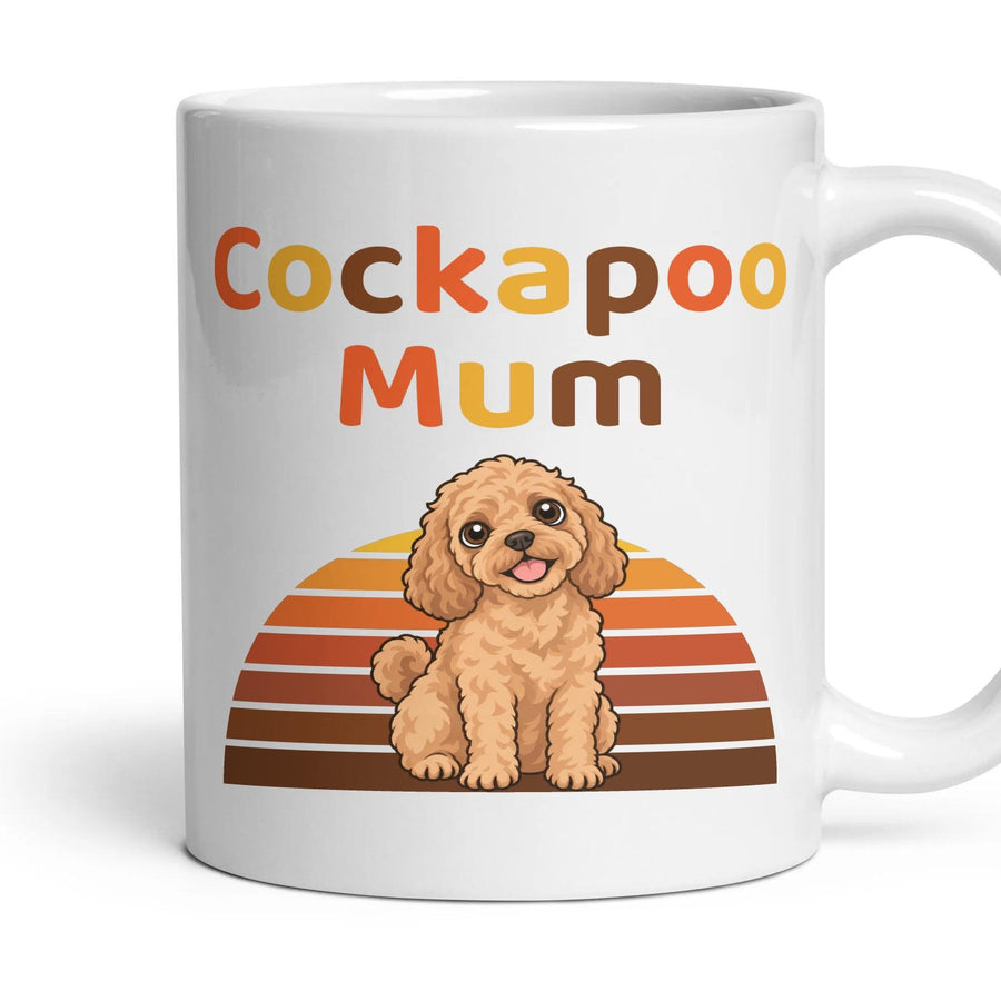 Cockapoo Mum mug, 11oz white ceramic, Apricot, handle right
