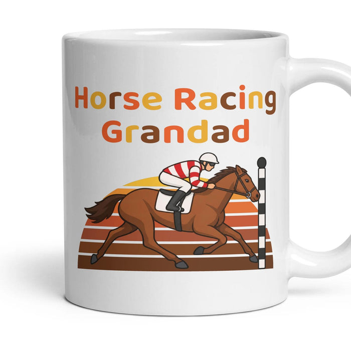 Horse Racing Grandad mug, 11oz white ceramic, handle right