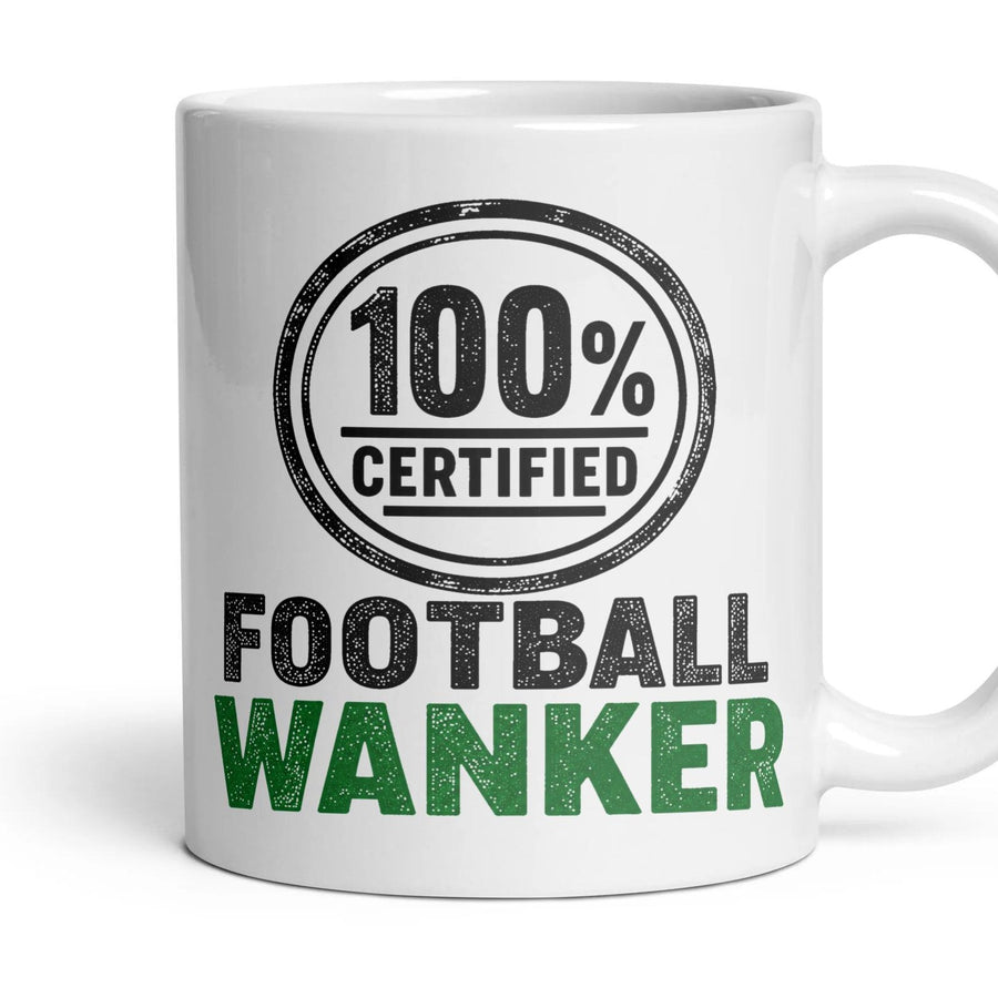FOOTBALL WANKER mug, 11oz white ceramic, handle right