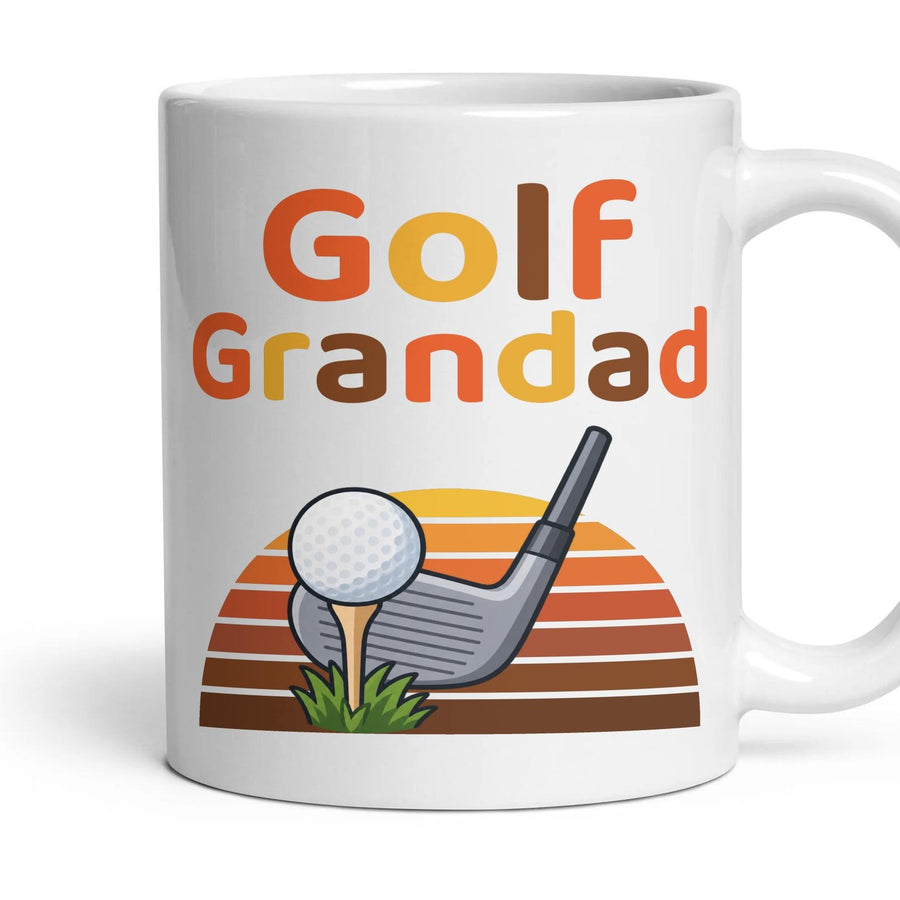 Golf Grandad mug, 11oz white ceramic, handle right